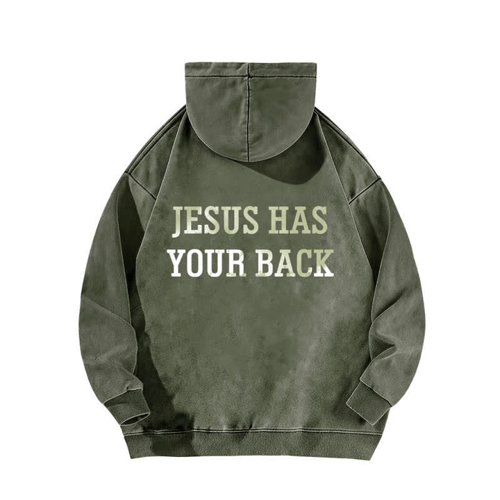 Christianartworkshop Jesus Has Your Back Cross Print Washed Hoodie - image 7
