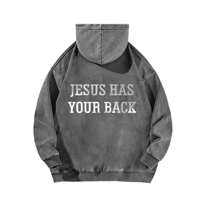 Christianartworkshop Jesus Has Your Back Cross Print Washed Hoodie - image 10