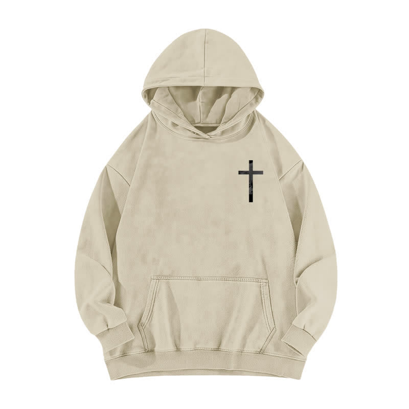 Christianartworkshop Jesus Has Your Back Cross Print Washed Hoodie - image 2