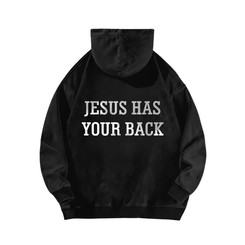 Christianartworkshop Jesus Has Your Back Cross Print Washed Hoodie - image 4