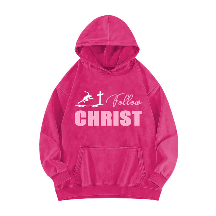 Christianartworkshop Follow Christ Cross Graphic Oversized Washed Hoodie - Rose - 5XL - image 5