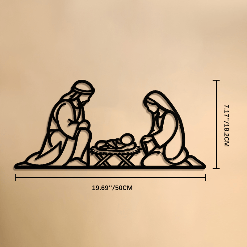Christianartworkshop Outline Holy Nativity Metal Wall Decor: Token of Peaceful Divine Arrival - 7.17''*19.69''*0.05''/18.2*50*0.12cm - image 8