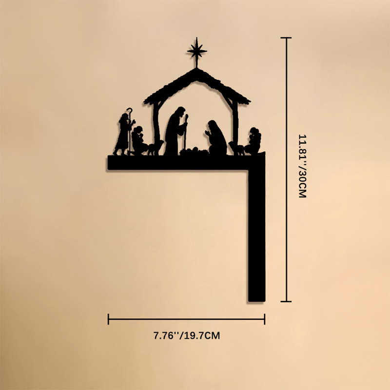 Christianartworkshop Silhouette Holy Family Manger Metal Sign: Symbol of Warm Sacred Grace - 11.81''*7..76''*0.04''/30*19.7*0.1cm - image 5