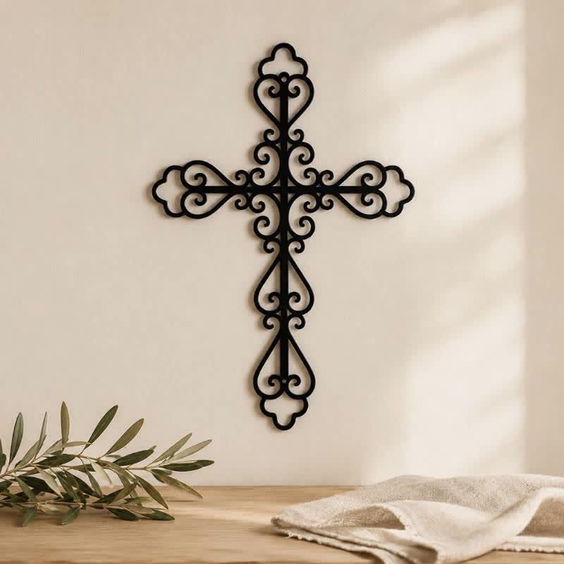 Christianartworkshop Ornate Scroll Metal Wall Cross: Emblem of Timeless Divine Blessing - image 0