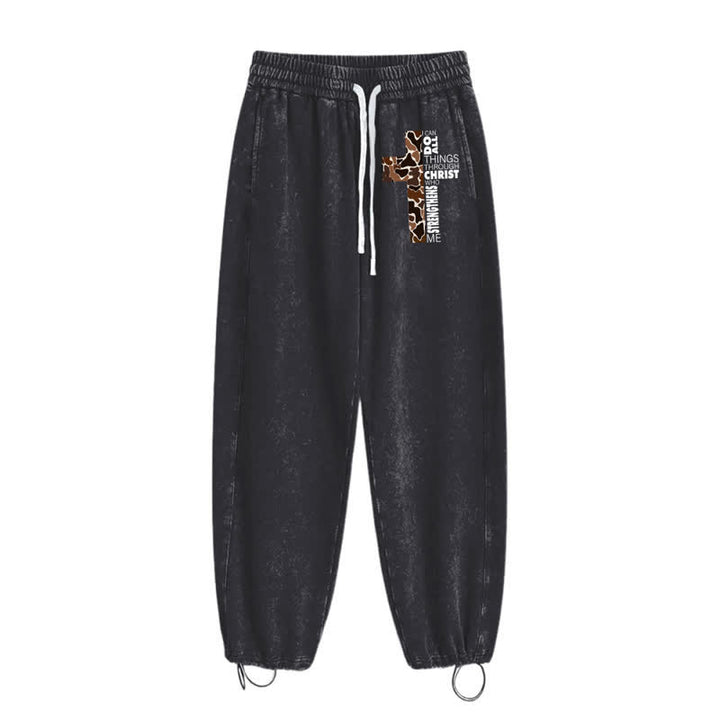 Christianartworkshop Walk By Faith Leopard Cross Washed Sweatpants - image 10