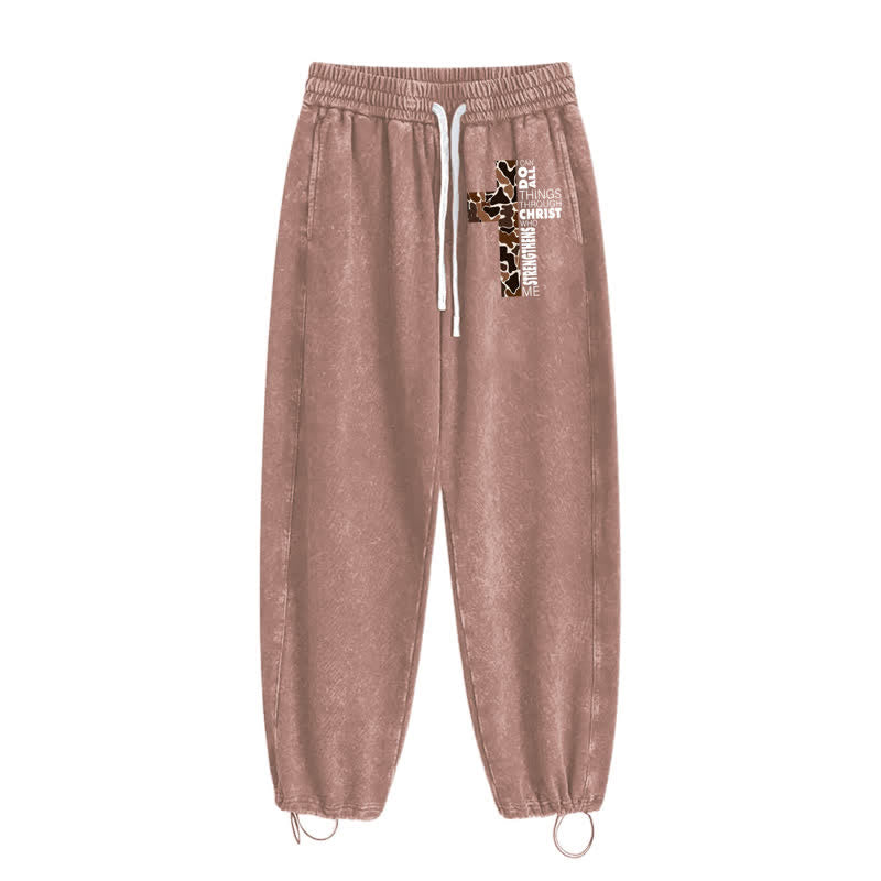 Christianartworkshop Walk By Faith Leopard Cross Washed Sweatpants - image 42
