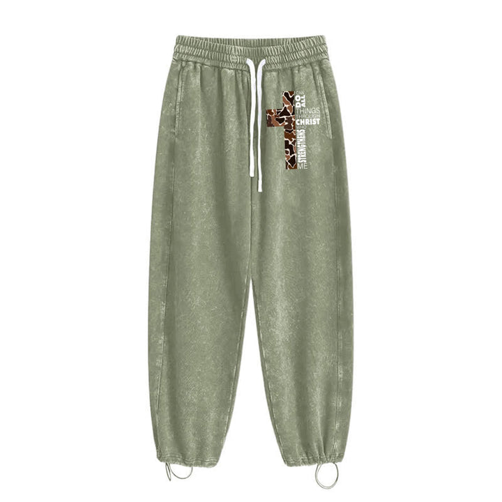 Christianartworkshop Walk By Faith Leopard Cross Washed Sweatpants - image 26