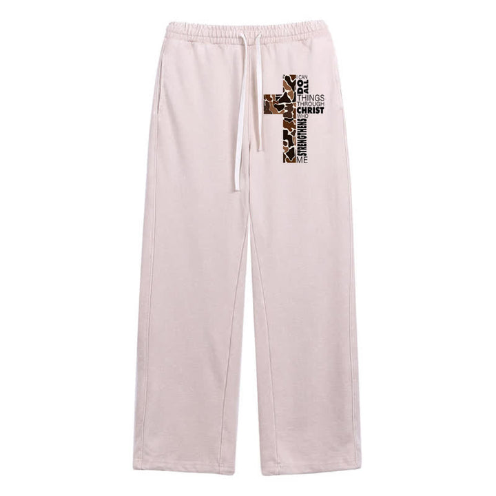 Christianartworkshop Walk By Faith Leopard Cross Washed Sweatpants - Beige - 2XL - image 32