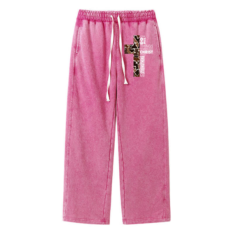 Christianartworkshop Walk By Faith Leopard Cross Washed Sweatpants - Rose - 2XL - image 0