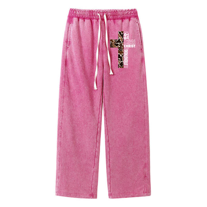 Christianartworkshop Walk By Faith Leopard Cross Washed Sweatpants - Rose - 2XL - image 0