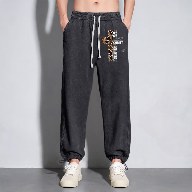 Christianartworkshop Walk By Faith Leopard Cross Washed Sweatpants - image 14