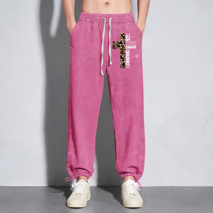 Christianartworkshop Walk By Faith Leopard Cross Washed Sweatpants - image 6