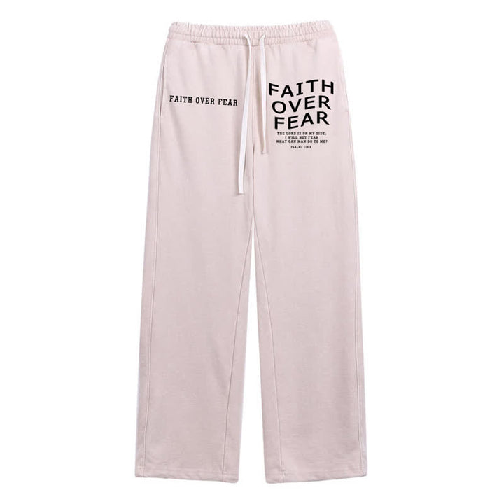 Christianartworkshop Faith Over Fear Statement Washed Sweatpants - Beige - 2XL - image 32