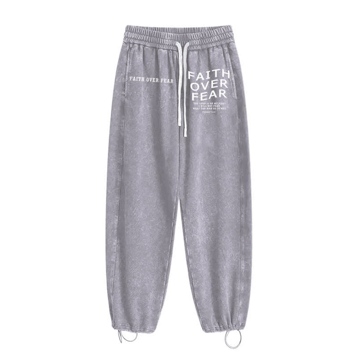 Christianartworkshop Faith Over Fear Statement Washed Sweatpants - image 18