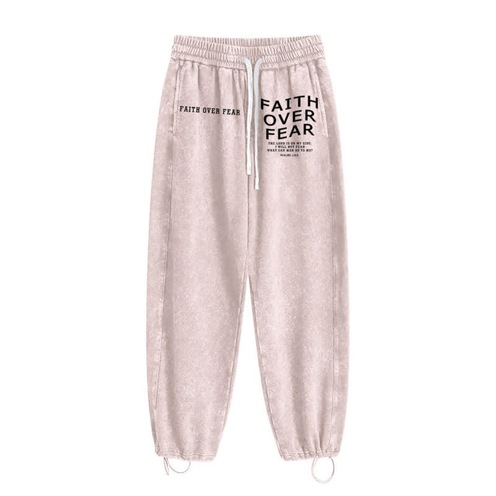 Christianartworkshop Faith Over Fear Statement Washed Sweatpants - image 34