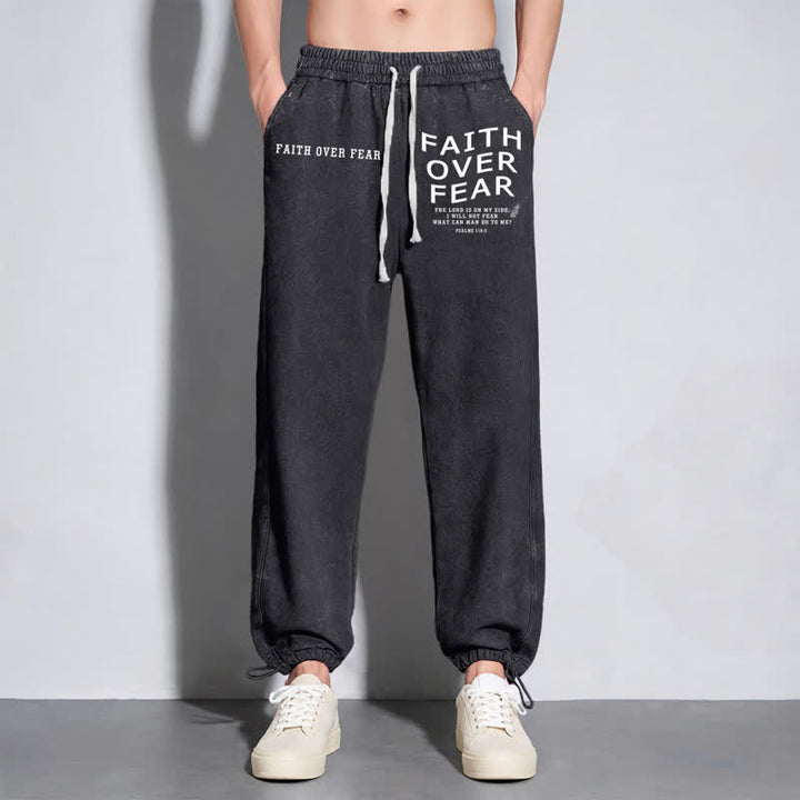 Christianartworkshop Faith Over Fear Statement Washed Sweatpants - image 14