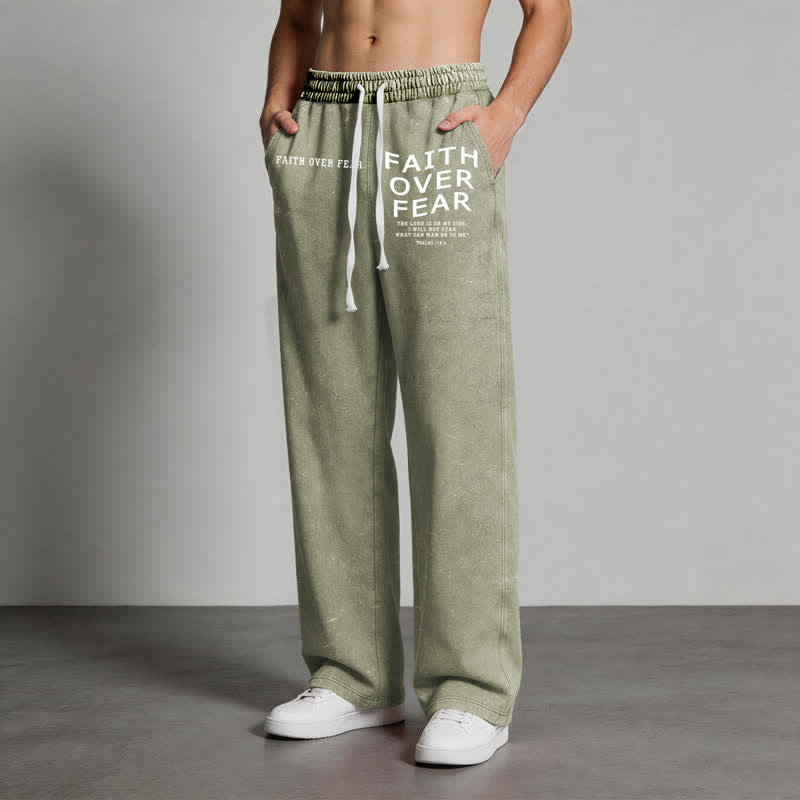 Christianartworkshop Faith Over Fear Statement Washed Sweatpants - image 28