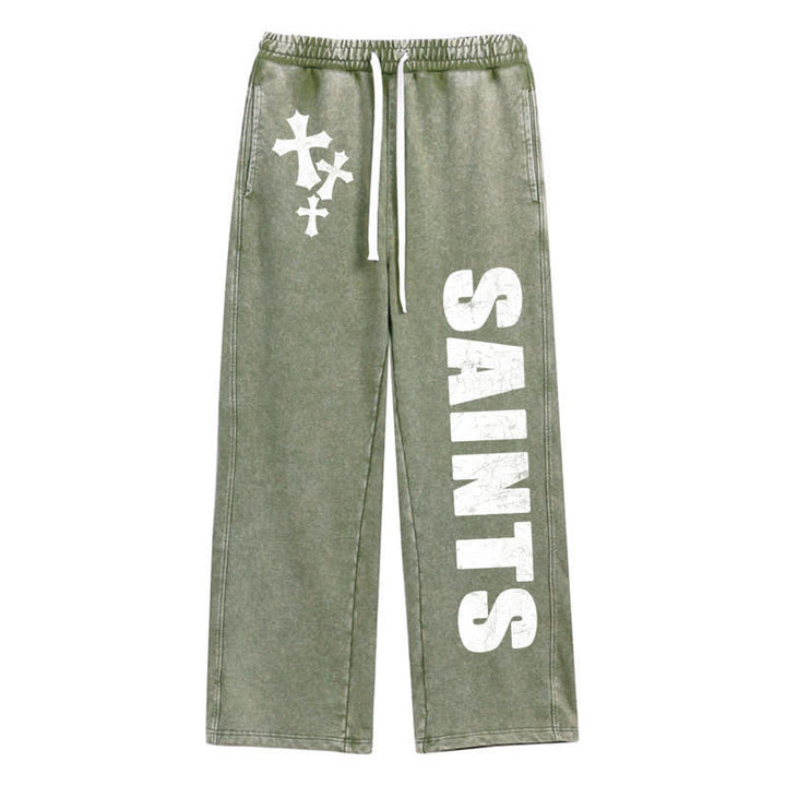 Christianartworkshop Saints Cross Stonewashed Street Washed Sweatpants - Army Green - 2XL - image 16