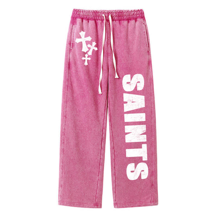 Christianartworkshop Saints Cross Stonewashed Street Washed Sweatpants - Rose - 2XL - image 40