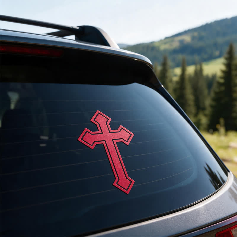 Christianartworkshop Bold Outline Cross Windshield Sticker: Symbol of Gentle Sacred Witness - image 1