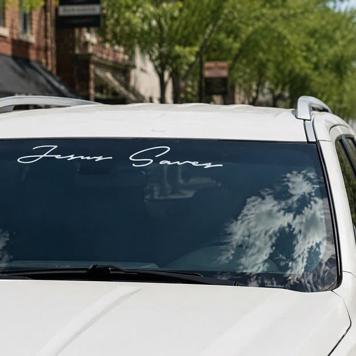 Christianartworkshop Slim Script Jesus Saves Car Sticker: Symbol of Soothing Heavenly Grace - image 4