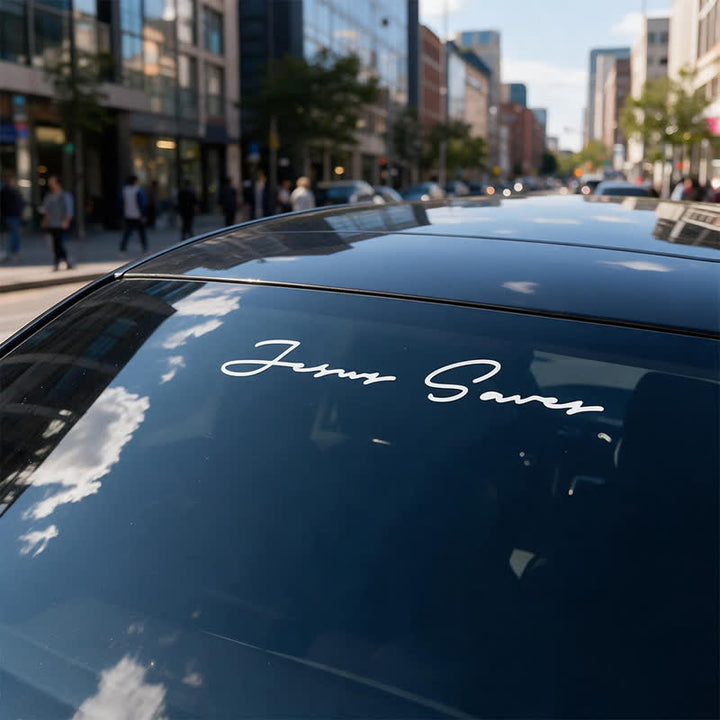 Christianartworkshop Slim Script Jesus Saves Car Sticker: Symbol of Soothing Heavenly Grace - image 2