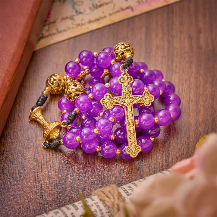 Christianartworkshop Deep Violet Round Bead Holy Grail Rosary: Token of Abiding Heavenly Shelter - image 4