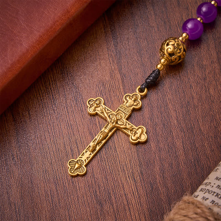 Christianartworkshop Deep Violet Round Bead Holy Grail Rosary: Token of Abiding Heavenly Shelter - image 7