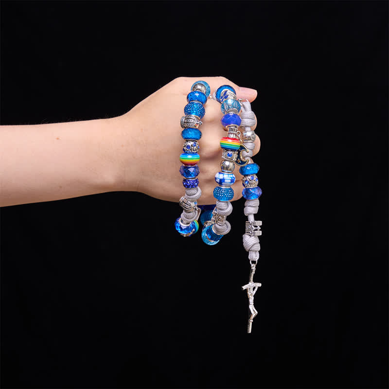 Christianartworkshop Bright Blue Mixed Bead Artisan Rosary: Emblem of Gentle Heavenly Grace - image 1