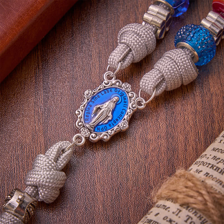 Christianartworkshop Bright Blue Mixed Bead Artisan Rosary: Emblem of Gentle Heavenly Grace - image 7
