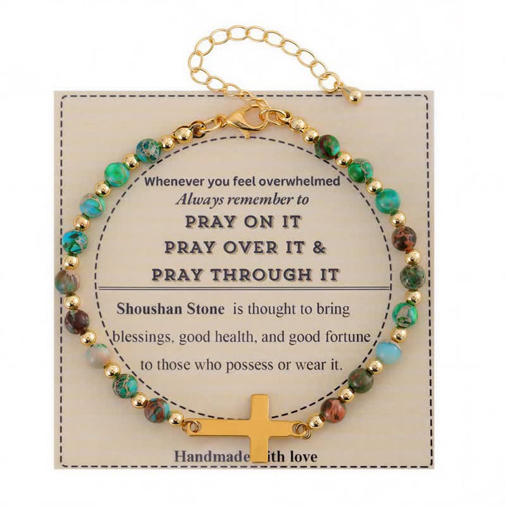 Christianartworkshop Adjustable Crystal Agate Cross Bracelet: Sign of Gentle Celestial Shelter - Shoushan Stone - image 10