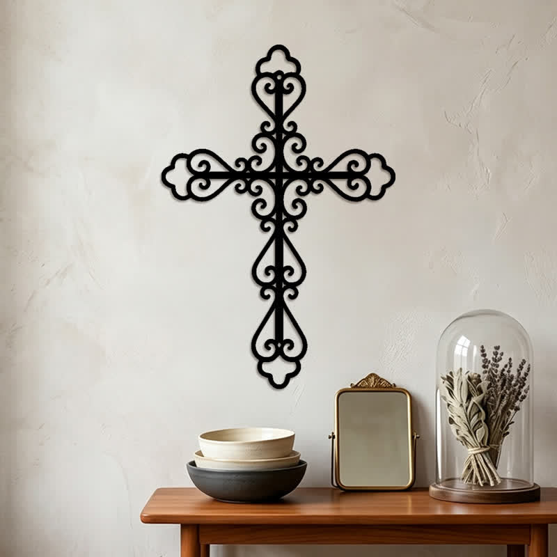 Christianartworkshop Ornate Scroll Metal Wall Cross: Emblem of Timeless Divine Blessing - image 1