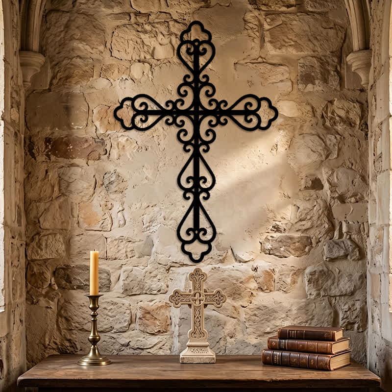 Christianartworkshop Ornate Scroll Metal Wall Cross: Emblem of Timeless Divine Blessing - image 5