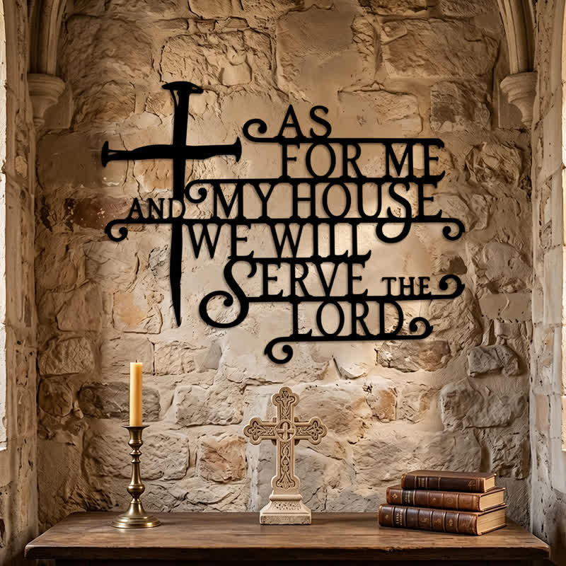 Christianartworkshop Curly Script Metal Cross Wall Sign: Emblem of Quiet Household Faith - image 4
