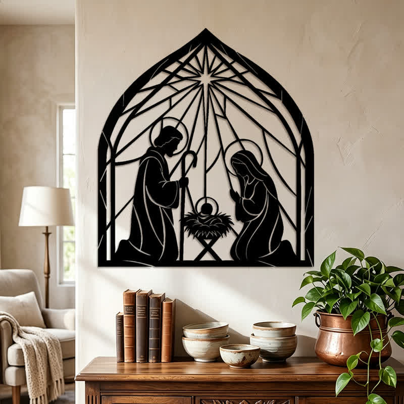Christianartworkshop Holy Family Nativity Metal Wall Art: Emblem of Gentle Heavenly Peace - image 3