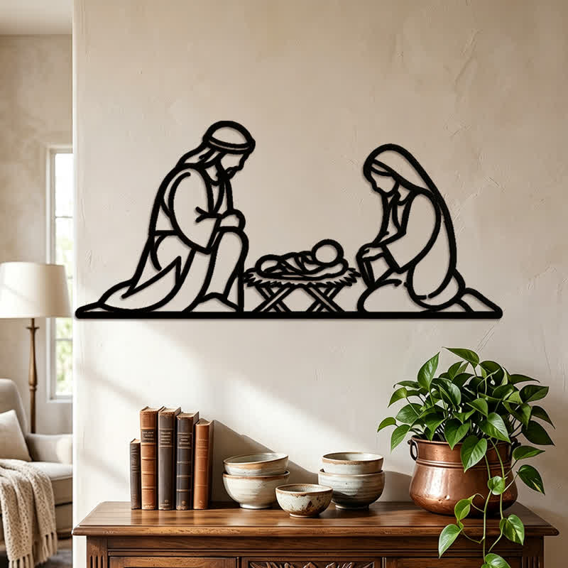 Christianartworkshop Outline Holy Nativity Metal Wall Decor: Token of Peaceful Divine Arrival - image 4