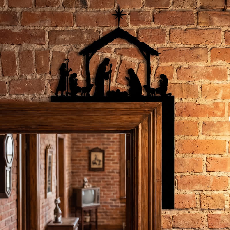 Christianartworkshop Silhouette Holy Family Manger Metal Sign: Symbol of Warm Sacred Grace - image 4