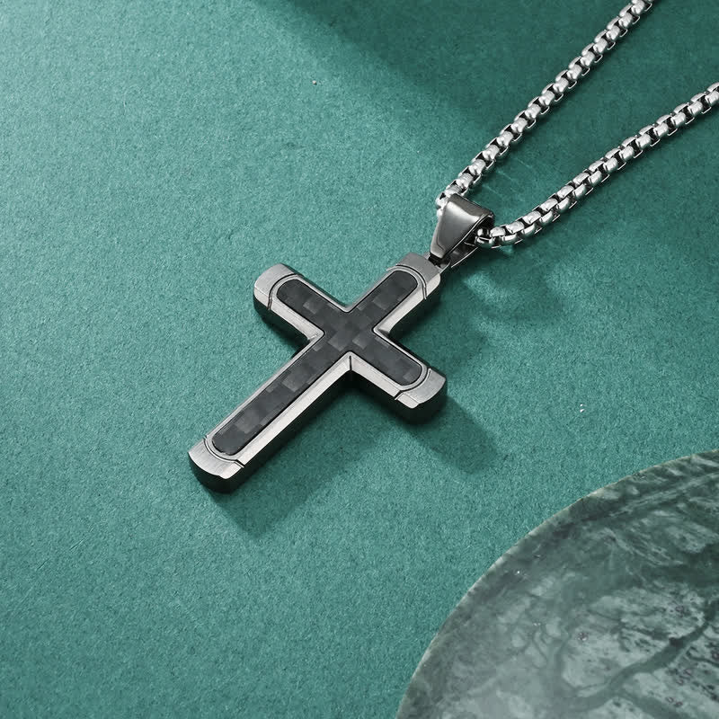 Christianartworkshop Minimalist Polished Cross Chain Necklace: Token of Peaceful Divine Comfort - Grey - image 2