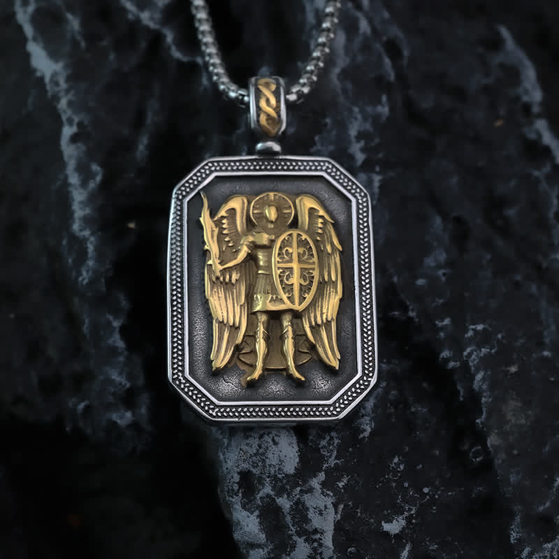 Christianartworkshop Deep Engraved Archangel St.Michael Box Chain Necklace: Token of Divine Safeguard - image 6