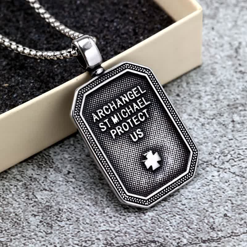Christianartworkshop Deep Engraved Archangel St.Michael Box Chain Necklace: Token of Divine Safeguard - image 3