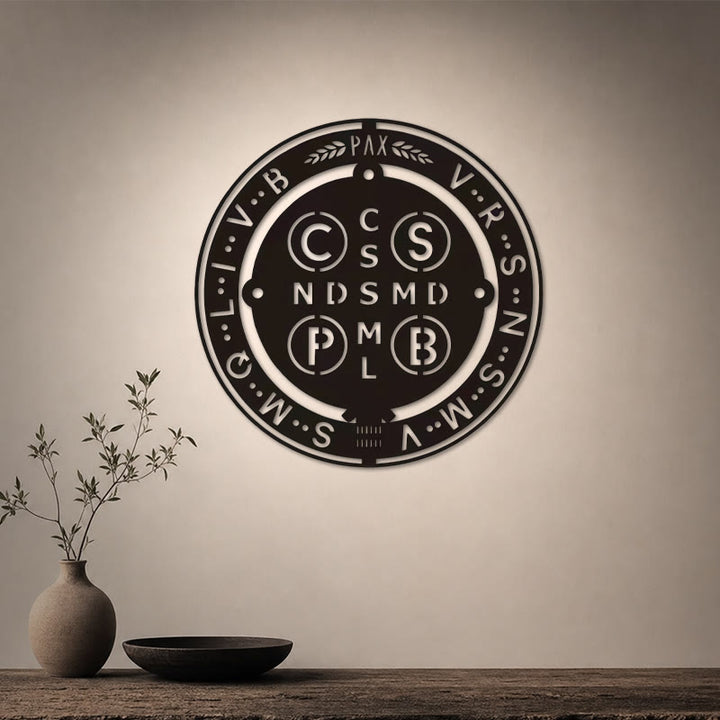 Christianartworkshop Classic Medal Style St.Benedict Circular Metal Decor: Timeless Token of Spiritual Protection - image 2