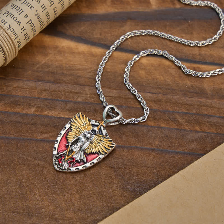 Christianartworkshop St. Michael Shield Pendant Alloy Necklace: Token of Brave Divine Strength - image 3