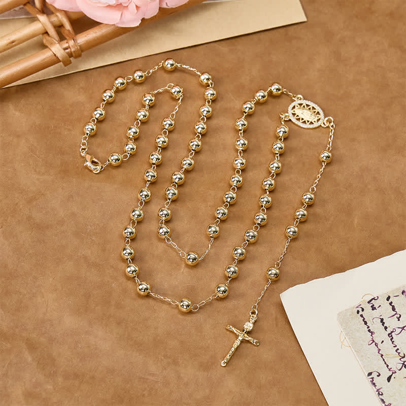 Christianartworkshop Classic Metal Rosary with Our Lady & Crucifix: Divine Guidance Sign - Our Lady & Crucifix - image 0