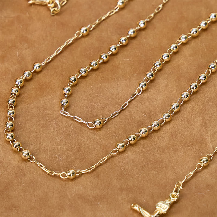 Christianartworkshop Mini Metal Bead Rosary with Our Lady Medal & Crucifix: Badge of Heavenly Care - image 2