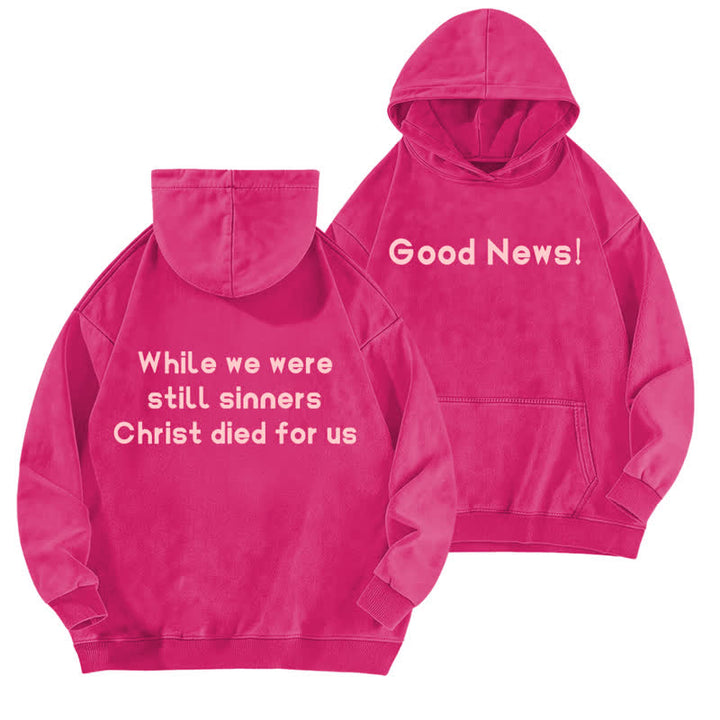 Christianartworkshop Good News Front And Verse Back Washed Hoodie - Rose - 5XL - image 15