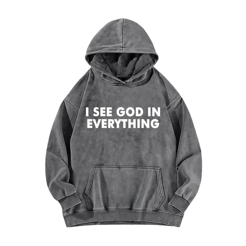 Christianartworkshop I See God In Everything Vintage Washed Hoodie - Grey - 5XL - image 1