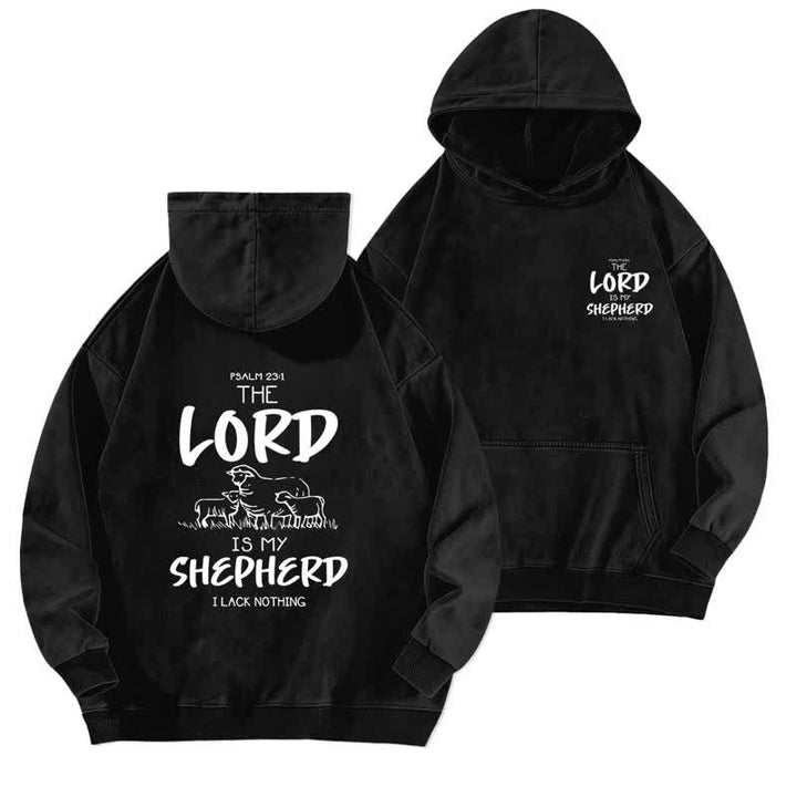 Christianartworkshop Psalm 23 Shepherd Fleece Washed Hoodie - Black - 5XL - image 3