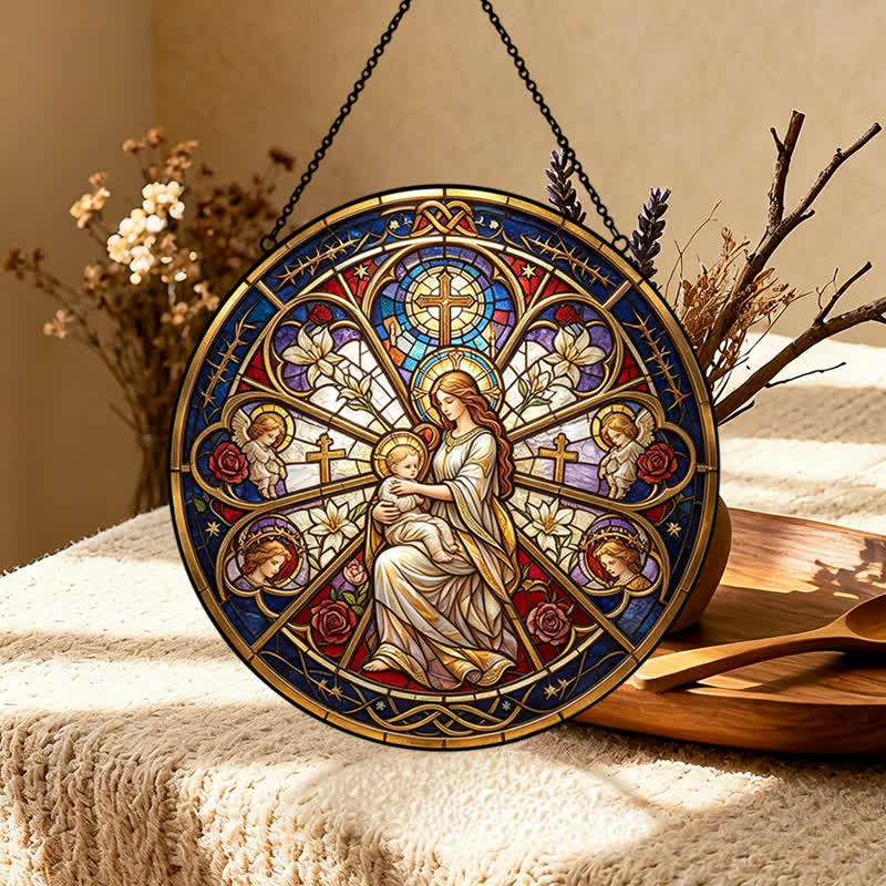 Christianartworkshop Floral Holy Symbol Nativity Glass Suncatcher: Emblem of Gentle Heavenly Comfort - image 4