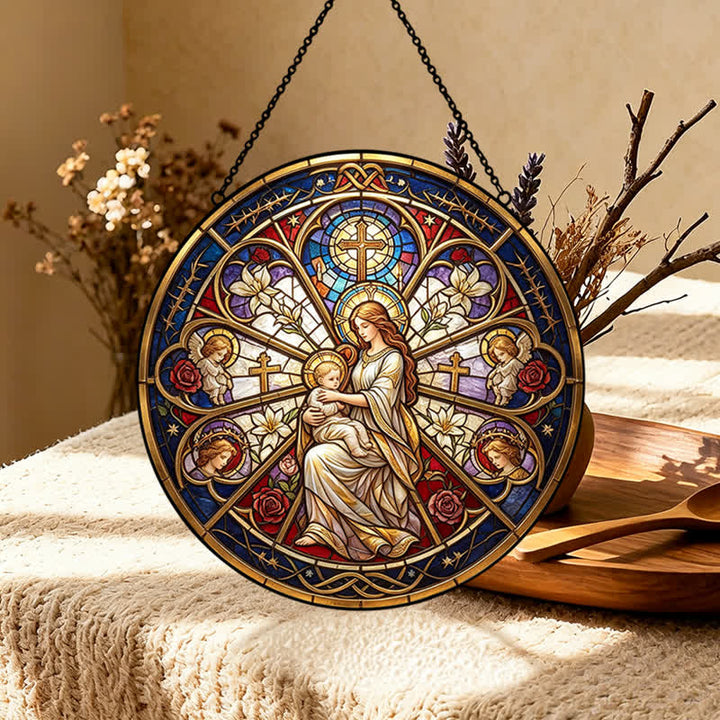 Christianartworkshop Floral Holy Symbol Nativity Glass Suncatcher: Emblem of Gentle Heavenly Comfort - image 4