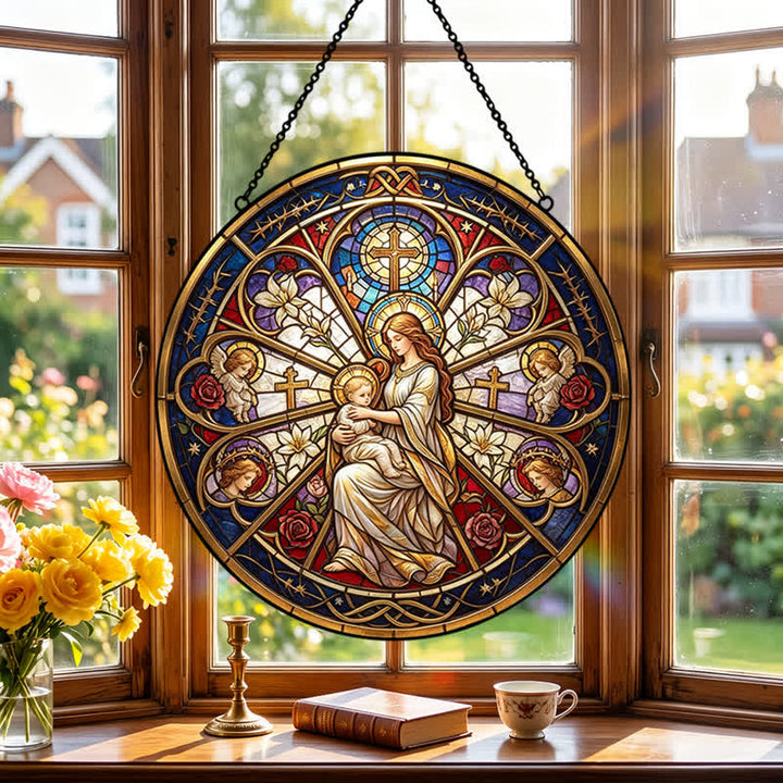 Christianartworkshop Floral Holy Symbol Nativity Glass Suncatcher: Emblem of Gentle Heavenly Comfort - image 3